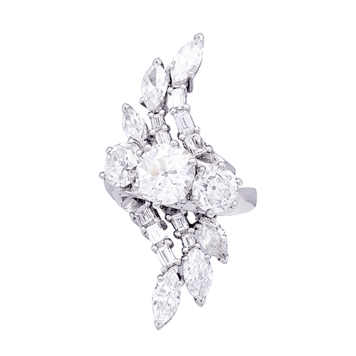 Bague 52 Bague ancienne en platine 950 sertie de diamants 58 Facettes 33752