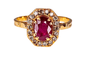 Bague 55 Bague or jaune rubis et diamants 58 Facettes AB335
