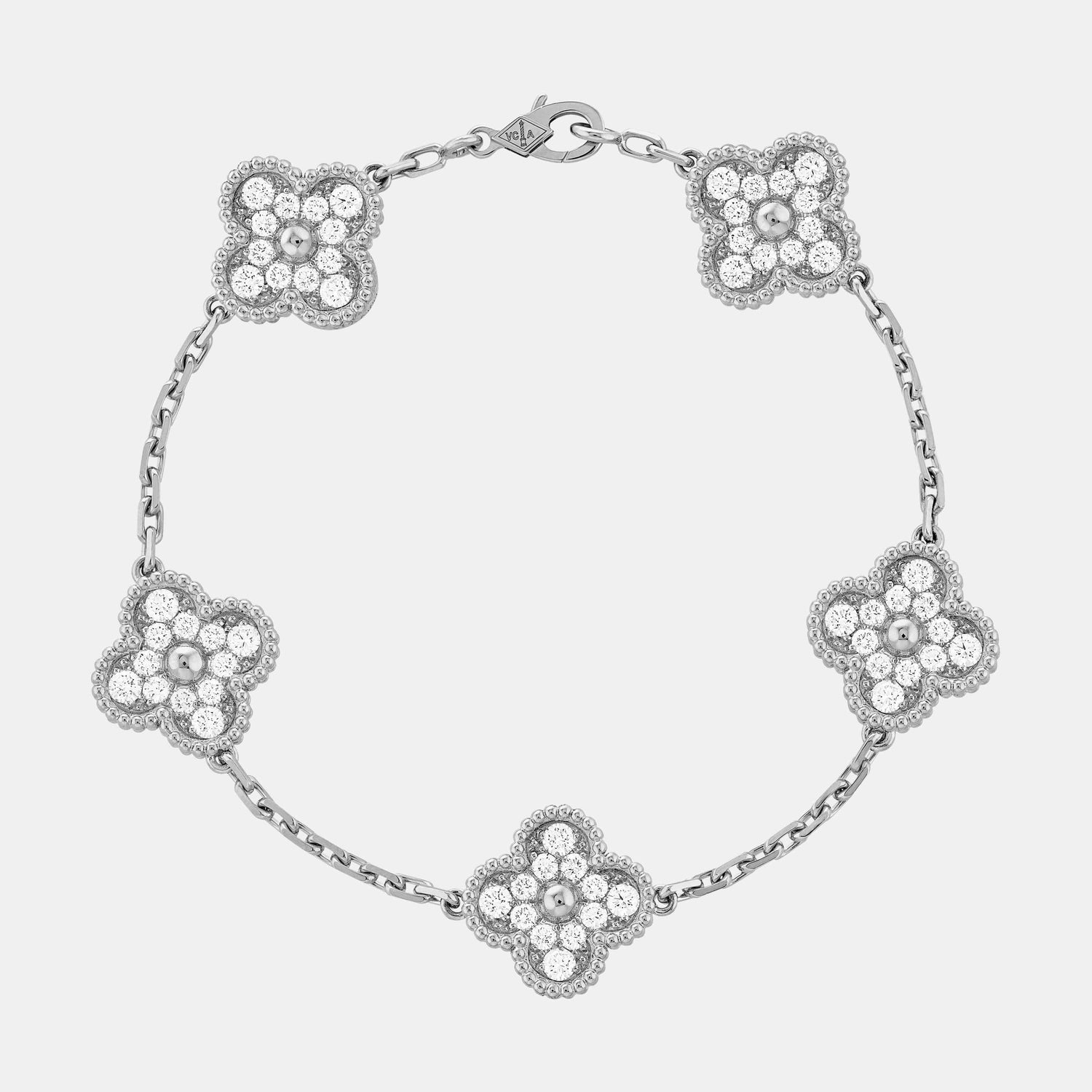 Bracelet Vintage Alhambra Or blanc Diamant 2.42ct