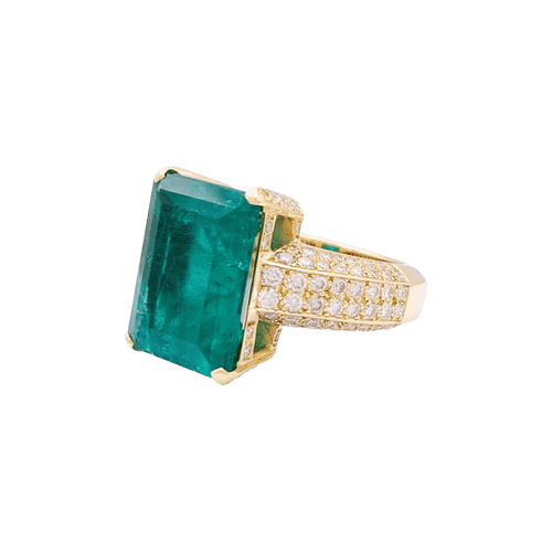 Bague 54 Bague émeraude et diamants en or jaune 750 58 Facettes 34711