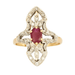 Ring 53 Marquise ring - Ruby and diamonds 58 Facettes DV0608-7
