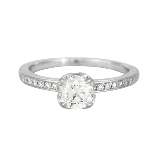 Ring 54 FRED - DELPHINE - Solitaire ring, platinum and diamonds 58 Facettes DV0614-1