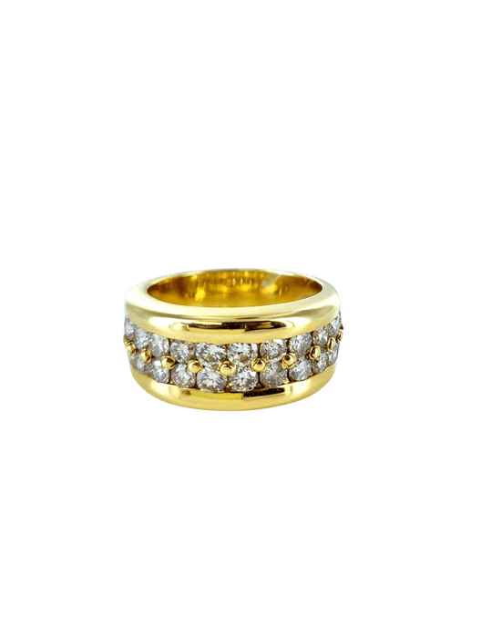 Bague 53 Bague double rangée de diamants en or jaune 58 Facettes