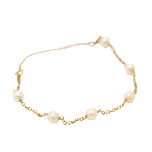 Bracelet Gold anklet with cultured pearls 58 Facettes E360713A