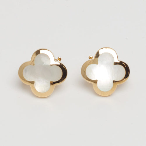 Boucles d'oreilles Van Cleef & Arpels Pure Alhambra - Boucles d’oreilles en or jaune et nacre 58 Facettes