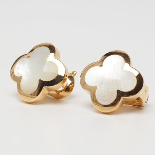 Boucles d'oreilles Van Cleef & Arpels Pure Alhambra - Boucles d’oreilles en or jaune et nacre 58 Facettes