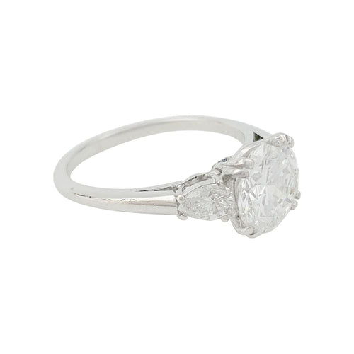 Bague 53 Bague solitaire en platine 950 avec diamant 2 ct et poires 58 Facettes 31592