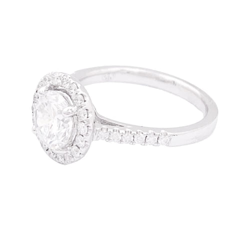 Bague 52 Bague entourage en or blanc avec diamant 1,26 ct et diamants 58 Facettes 33900