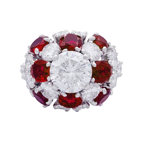 Bague 52 Bague en platine 950 sertie de diamants et rubis 58 Facettes 33584