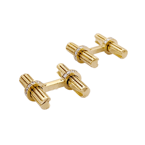 Boutons de manchette Van Cleef & Arpels - Boutons de manchette en or jaune et diamants 58 Facettes 34578