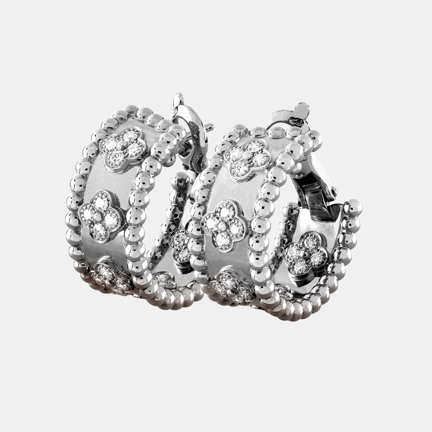 Boucles d'oreilles Perlée Or blanc Diamant 0.62ct