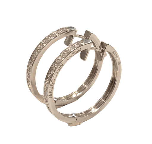 Mauboussin Creole earrings in white gold and diamonds 58 Facettes