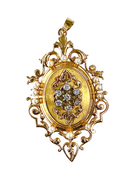 Pendentif Pendentif ouvrant or jaune diamants perles 58 Facettes AB349