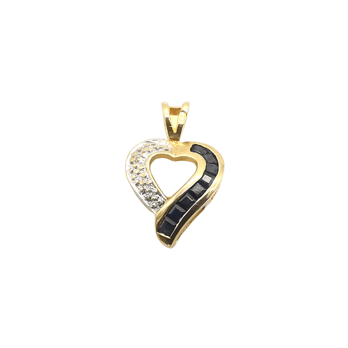 Pendentif pendentif cœur or jaune saphirs et diamant 58 Facettes