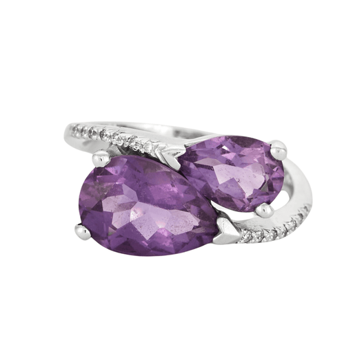 Ring 55 Toi et Moi ring in white gold and amethysts 58 Facettes DV0624-22
