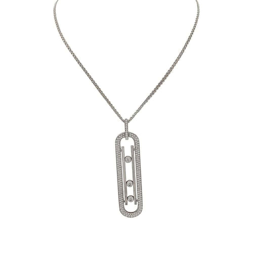 Collier Messika Move 10th Anniversary - Collier sautoir en or blanc et diamants 58 Facettes 32173