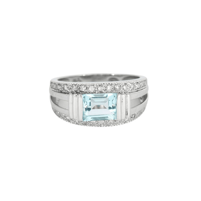 Bague topaze diamants or blanc