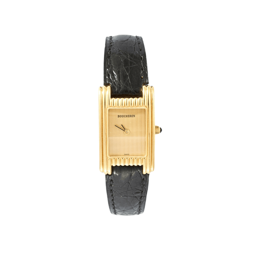 Boucheron watch - Reflet - Yellow gold watch and leather strap 58 Facettes DV0622-1