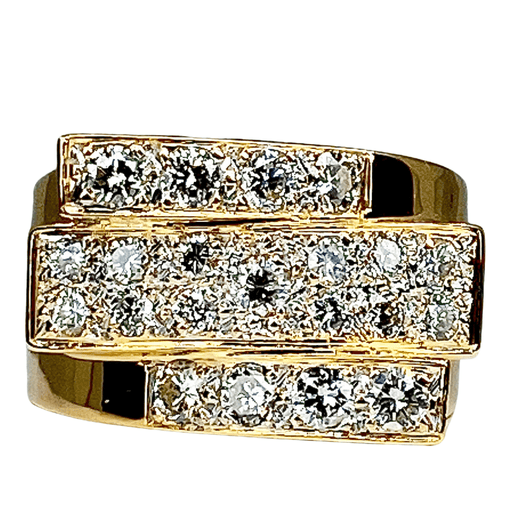 Ring 56 Tank style band ring Yellow gold Diamonds 58 Facettes AB290