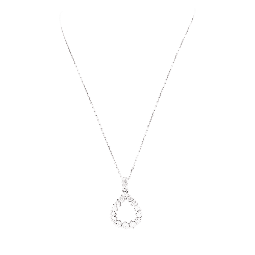 Collier Collier - Pendentif goutte en or blanc 750 et diamant taille brillant 58 Facettes 35216