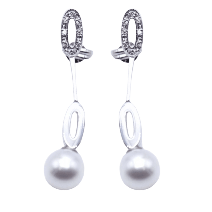 Boucles d'oreilles Boucles d'oreilles longues en or blanc et perles 58 Facettes N102863LF