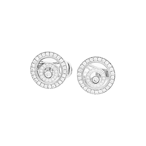 Boucles d'oreilles Chopard Happy Spirit - Boucles d’oreilles en or blanc et diamants 58 Facettes 34893