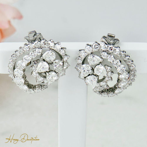 Boucles d'oreilles Clips d’oreilles - 950 platine et diamants 5,60 ct 58 Facettes 1843