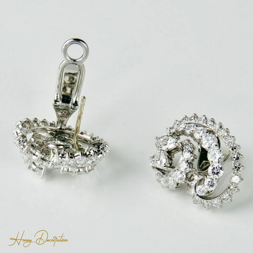 Boucles d'oreilles Clips d’oreilles - 950 platine et diamants 5,60 ct 58 Facettes 1843