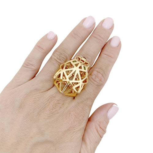 Bague 53 Cartier Panthère de Cartier - Bague en or jaune 750, tsavorites et onyx 58 Facettes 34839