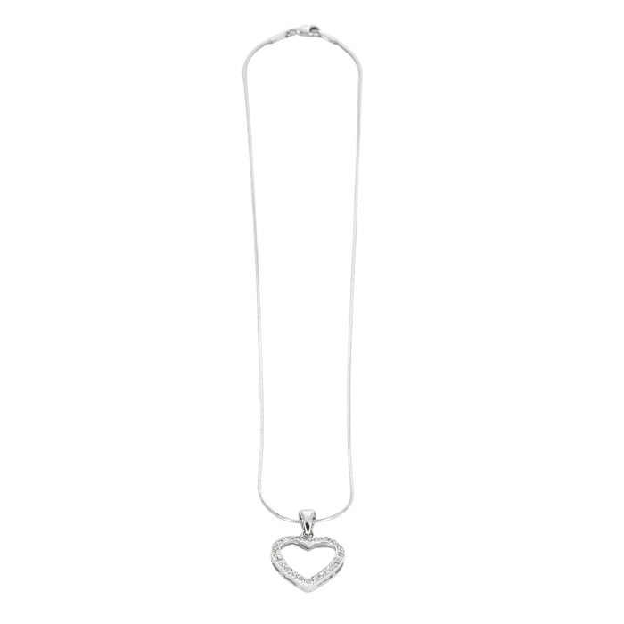 Pendentif Chaine et pendentif coeur en or gris 58 Facettes