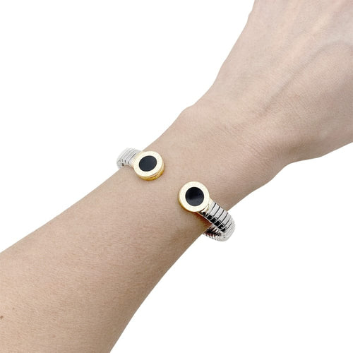 Bracelet Bracelet Bulgari, "Bulgari-Bulgari", acier, or jaune et onyx. 35154 58 Facettes 35154