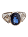 1990's Sapphire Ring white Gold and Trilliant Diamonds 58 Facettes