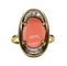 Bague 53 Bagues années 1970 en or jaune corail et diamants 58 Facettes