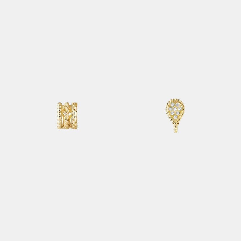 Boucles d'oreilles Serpent Bohème Or jaune Diamant 0.13ct