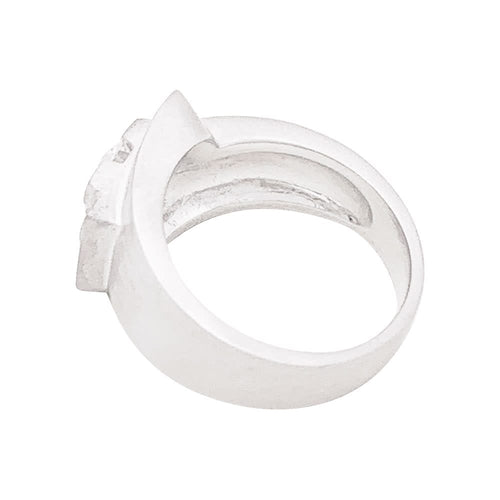 Bague 52 Bague chevalière Art déco en or blanc avec diamant 1,01 ct 58 Facettes 33844