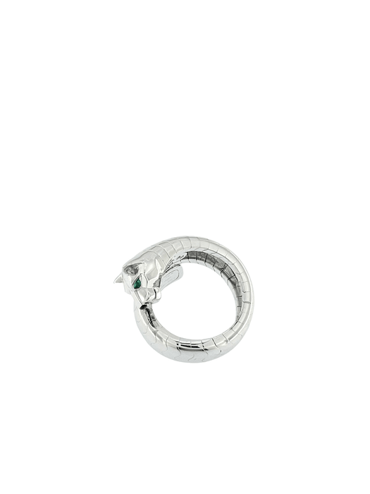 Bague 58.5 CARTIER - Bague Panthère Lakarda en or blanc, émeraudes et onyx 58 Facettes