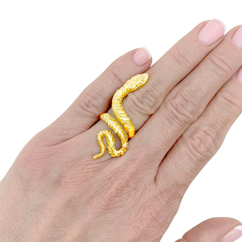 Bague 51 Bague Serpent texturée en or jaune 750 58 Facettes 35270