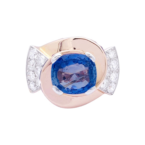 Bague 60 Bague Tank en or rose, platine, diamants et saphirs 58 Facettes 33460