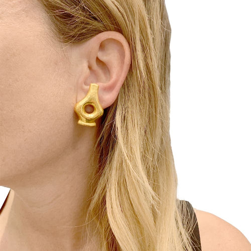 Boucles d'oreilles Boucles d'oreilles Lalaounis « Mesopotamia », or jaune martelé. 58 Facettes 34907