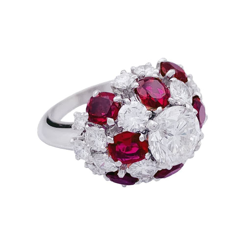 Bague 52 Bague en platine 950 sertie de diamants et rubis 58 Facettes 33584