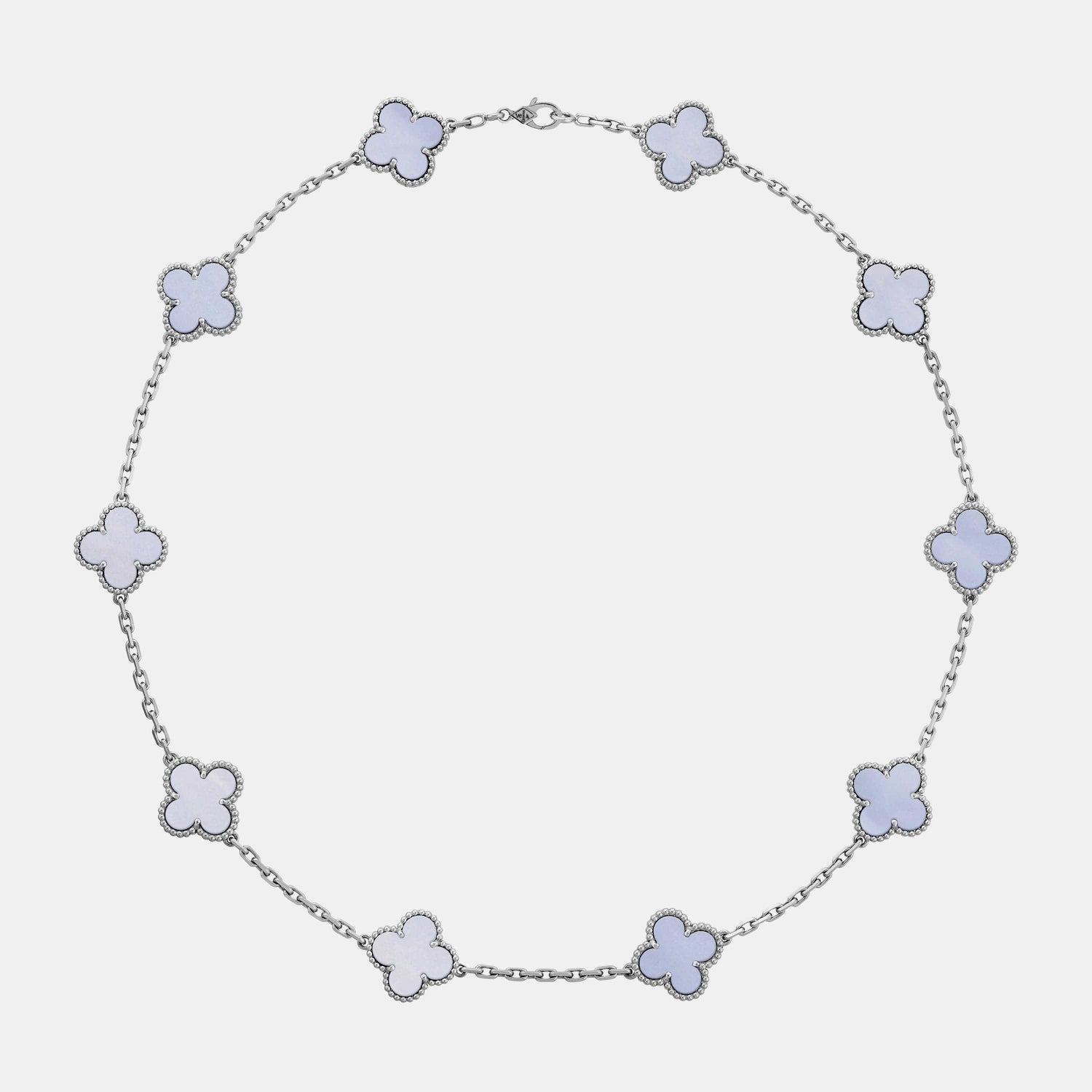 Collier Vintage Alhambra Or blanc Calcédoine 10 motifs