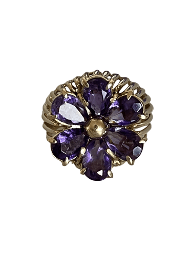 Bague 58 Bague Fils d'Or Jaune Améthystes 58 Facettes 5512