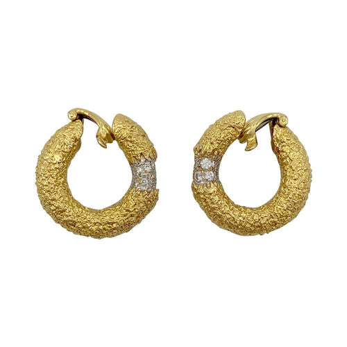 Boucles d'oreilles M. Gérard - Boucles d’oreilles créoles en or jaune et diamants 58 Facettes 32228