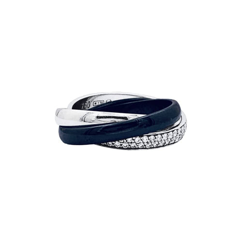 Bague 52 Cartier Trinity - Bague en or blanc, platine, céramique noire et diamants 58 Facettes 35250