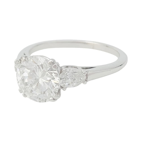Bague 53 Bague solitaire en platine 950 avec diamant 2 ct et poires 58 Facettes 31592