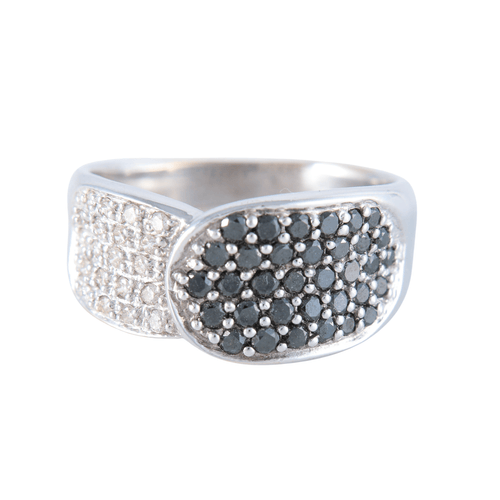 Bague 57 Bague pavée or blanc onyx et diamants 58 Facettes