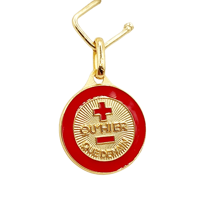 Pendentif AUGIS - Pendentif médaille d'amour or jaune  "+ qu'hier - que demain"- La Charmante Carmin 58 Facettes J10799X000