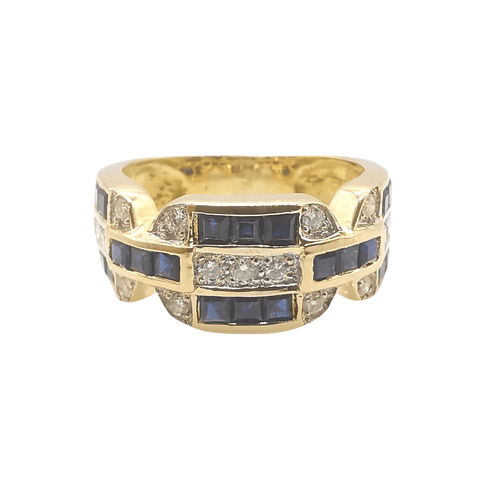 Bague Bague en or sertie de saphirs et diamants 58 Facettes