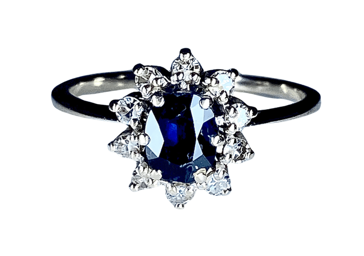 Bague 55 Bague or blanc saphir et diamants 58 Facettes AB336