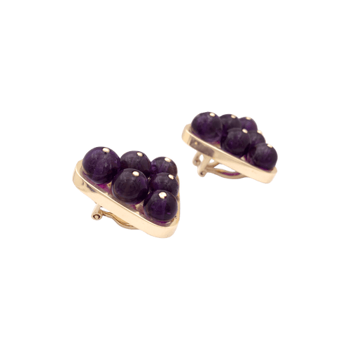 Boucles d'oreilles Clips d'oreilles vintage or jaune, améthyste. 58 Facettes 34432